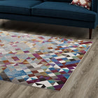 Modway Lavendula Triangle Mosaic Area Rug - 5 ft W x 8 ft L - Multicolored-Gripping Grooved Rubber Underside 