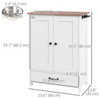 PawHut Dog Feeding Station with Storage, Adjustable Panel and Hooks - White-Large top surface doubles as additional storage or display area 