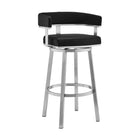 Armen Living - Lorin Tabouret de Bar Pivotant de 76 cm de Hauteur en Similicuir Noir et Acier Inoxydable Brossé-Le mouvement pivotant fluide à 360 degrés de ce tabouret de bar ou de comptoir facilite l’entrée et la sortie du siège, offre une mobilité optimale pour interagir lors d’une conversation ou d’un moment convivial, et améliore le confort général de l’utilisateur.

Son mécanisme de rotation douce vous permet de changer de direction sans effort, faisant de ce tabouret votre nouveau siège préféré à la 