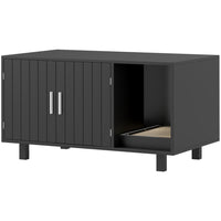 PawHut Cat Litter Box Enclosure End Table with Scratcher - Black-Functions as a cat litter house, nightstand, or end table 