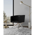 Manhattan Comfort Hollywood 25.6" Contemporary Faux Leather Upholstered Accent Chair - Black and Polished Chrome - 2 Pack-Expertly Constructed of Lightweight, Solid Aluminum with Contemporary Polished Chrome Finish Base