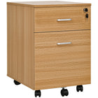 Vinsetto Locking 2-Drawer Rolling Letter/A4 Filing Cabinet with Wheels - Natural-2 drawers store your office supplies
