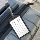 Beslayn - Étiquettes de bagages lourdes avec boucles en plastique - Couverture de fenêtre et inserts inclus - Noir - Pack de 10-Sangle en plastique de 6" incluse