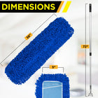 Gritt Commercial All-In-One 36” Microfiber Dust Mop Set with 72" Telescopic Handle - 4 Pack-Mop Head Length: 36"