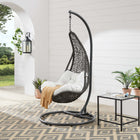Modway - Abate Rotin en osier Terrasse extérieure Chaise à balançoire - Gris blanc-Cadre robuste en acier revêtu de poudre