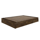 Nexera 3-Drawer Storage Bed Frame - Queen Size - Truffle-3 drawers mounted on metal slides that can be installed on the left or the right side of the bed, at your convenience