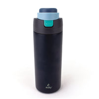 Sully Double Wall Stainless Steel Vacuum Flask - 25 oz - Dark Blue-Features a push-button dual lid for sipping or chugging