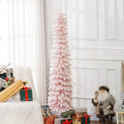 HOMCOM 6' Artificial Christmas Tree with Realistic Branches - Pink-Pencil shape don't take up much floor or table space, suitable for small rooms or a second Christmas tree in an entryway 
