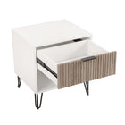 Manhattan Comfort DUMBO 20.07" Modern 1-Drawer Nightstand 2-Piece Set - White/Rustic Grey-Perfect for Bedside Storage, Lamps or Display Items