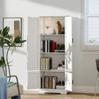 HOMCOM 60" H Kitchen Pantry Cabinet with Shelves - White-Suitable for use in porch, bathroom, kitchen, tool room, etc