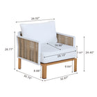 Manhattan Comfort Vine Modern 4-Piece Patio Conversation Set - Cream-Made of High Quality Water Proof Fabric with a UV Resistant Coating