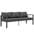 Outsunny - Canapé d'extérieur 3 places en aluminium avec coussins, Gris foncé-Peut accueillir trois personnes confortablement pour de grands rassemblements en plein air 