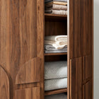 Modway Bulwark 3-Door Wardrobe Closet - Walnut-Non-Marking Floor Glides