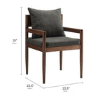 Modway Remington Wood Dining Armchair - Charcoal-Removable Back Pillow with Slub Weave Fabric