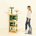 PawHut 63" H Cat Tree with Two Cat Condos - Green-Multiple platforms for climbing and viewing 