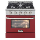 Kucht 30" KDF Series Pro Style Propane Gas Dual Fuel Range - Stainless Steel/Red-Extra-large convection oven with 4.2 cu. ft. capacity, featuring a 5-rack configuration and oversized oven window for enhanced visibility and flexible cooking