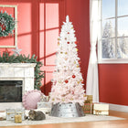 HOMCOM - Arbre de Noël artificiel de 5 pi avec base en métal rose et blanc-Blanc au sommet, il s'estompe en rose pour créer une atmosphère douce 