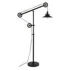 Hudson&Canal - Lampadaire Descartes à large rebord et système de poulie avec abat-jour en métal - Bronze noirci/Bronze noirci-Conçu pour une ampoule à incandescence de 100 W - ampoule LED de 9 W, ampoule fluorescente (CFL) de 23 W ou ampoule LED à ballast automatique de 9 W, ampoule à culot E26, ampoule non incluse