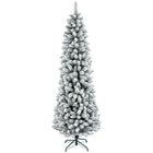 HOMCOM - Arbre de Noël artificiel floqué de 7 pieds avec base en acier - vert-L'arbre est recouvert de neige artificielle pour une ambiance hivernale 