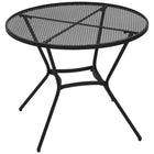 Outsunny Outdoor Patio 35" Round Steel Dining Table with Mesh Tabletop - Black-Large tabletop for food, drink, plants 
