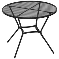 Outsunny - Table de patio ronde de 35 po en acier, table extérieure avec plateau en maille pour jardin, cour arrière, bord de piscine, noire-Grand plateau pour la nourriture, la boisson, les plantes 