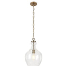 Hudson&Canal - Suspension Verona de 28 cm de large avec abat-jour en verre, - Laiton/Transparent-Associé à un abat-jour en verre dôme transparent