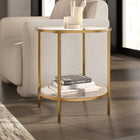 Hudson&Canal - Table d'appoint ron Sivil 50 cm de large avec étagère en verre - Laiton-Caractéristiques assemblage facile