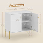 HOMCOM Modern 31.5" L Sideboard Buffet Cabinet with Fluted Doors - White-Strong steel legs and an anti-tipping kit ensure stability and safety