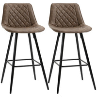 HOMCOM 27.25" Counter Height Kitchen Bar Stools - Brown - 2 Pack-Packaged in a set of 2 for a coordinating look
