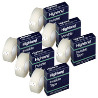 Highland Invisible Tape - 3/4" x 1296" - 6 Rolls-Ideal for mending, holding, splicing and light-duty packaging
