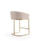 Manhattan Comfort - Louvre tabouret de comptoir moderne du milieu du siècle de 20" en similicuir crème et or titane - lot de 3-21 po L x 22 po l x 36 po H