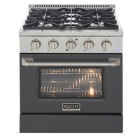 Kucht 30" KDF Series Pro Style Propane Gas Dual Fuel Range - Stainless Steel/Cement Grey-Extra-large convection oven with 4.2 cu. ft. capacity, featuring a 5-rack configuration and oversized oven window for enhanced visibility and flexible cooking