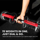 MotionGrey Adjustable Dumbbell with 15 Settings - 5 - 52.5 lb - Single-Compact, Space-Saving Design: Replaces 15 individual dumbbells in one unit, keeping your workout area neat and organized.