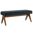 Modway Lyra 47" Fabric Upholstered Bench - Azure-Woven Heathered Fabric Upholstery