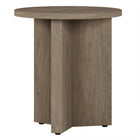 Hudson&Canal - Table d'appoint ronde Anders de 50 cm de largeur, , en chêne gris vieilli-Le plateau de table a une capacité de poids de 25 lb