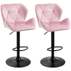 HOMCOM - Tabourets de bar pivotants réglables en tissu toucher velours - rose - paquet de 2-Emballé par lot de 2 
