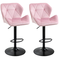 HOMCOM - Tabourets de bar pivotants réglables en tissu toucher velours - rose - paquet de 2-Emballé par lot de 2 
