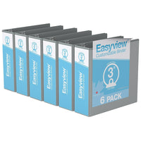 Davis Group Easyview Premium Binder - Round Ring - Customizable - 3" - Grey - 6 Pack-3 Ring Binder