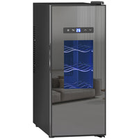 HOMCOM Beverage and Wine Fridge with Glass Door - 12 Bottle Capacity-Five chrome racks hold up to 12 standard wine bottles