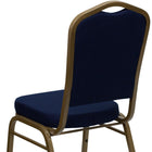 Flash Furniture – Chaise banquet empilable Hercules, dossier couronne, tissu bleu marine à motifs, châssis doré, 4/pqt-Mousse ignifuge CA117