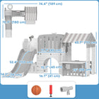 Qaba - Toboggan 7-en-1 pour tout-petits avec maisonnette et panier de basket pour jeu intérieur - gris-Une maisonnette spacieuse et un tableau blanc inspirent la créativité et le jeu 