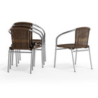 Flash Furniture - Chaise empilable de restaurant commerciale pour intérieur et extérieur en aluminium et rotin brun foncé-Dossier et siège en rotin brun foncé