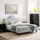 Modway Soleil Performance Velvet King Bed - Light Grey-Wood Slat Support System