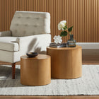 Modway Amani Round Nesting Coffee Tables - Natural - Set of 2-Ash Wood Veneer