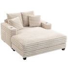 HOMCOM 60" Oversized Upholstered Chaise Lounge Sofa Bed - Beige-Pocket springs and thick foam provide cloud-like softness and lasting support