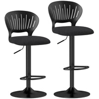 HOMCOM Counter Height Modern Swivel Bar Stools - Black - 2 Pack-A unique hollow backrest promotes airflow, keeping you cool and comfortable
