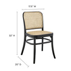 Modway - Winona Fauteuil d’appoint de salle à manger - Noir-Siège en canne en rotin tressé