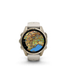 Garmin - fēnix 8 – 43 mm, saphir AMOLED, or doux avec bracelet en silicone gris brouillard/grès foncé-Performance de la batterie : jusqu'à 10 jours en mode montre intelligente ; jusqu'à 28 heures en mode GPS
