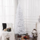 HOMCOM - Arbre de Noël artificiel de 7pi de haut avec base en acier - blanc-La forme finne permet d'économiser de l'espace, adaptée aux petites pièces 
