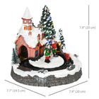 HOMCOM Christmas Village Houses with Rotating Train and LED Lights-Quality resin material is stable and won't fade quickly 